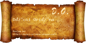 Décsi Oriána névjegykártya